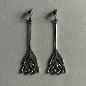 Vintage 925 Sterling Silver Celtic Knot Statement Dangly Earrings